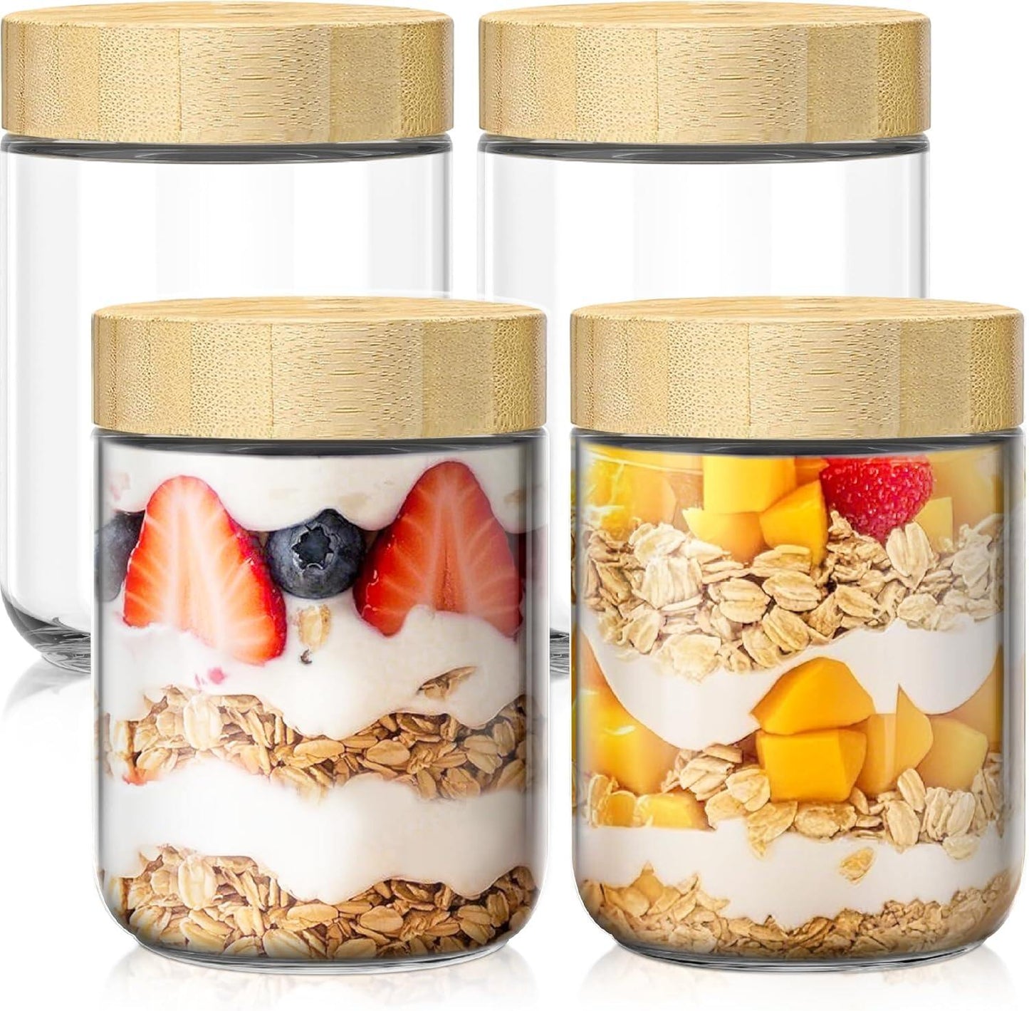 Overnight Oats Containers with Bamboo Lids