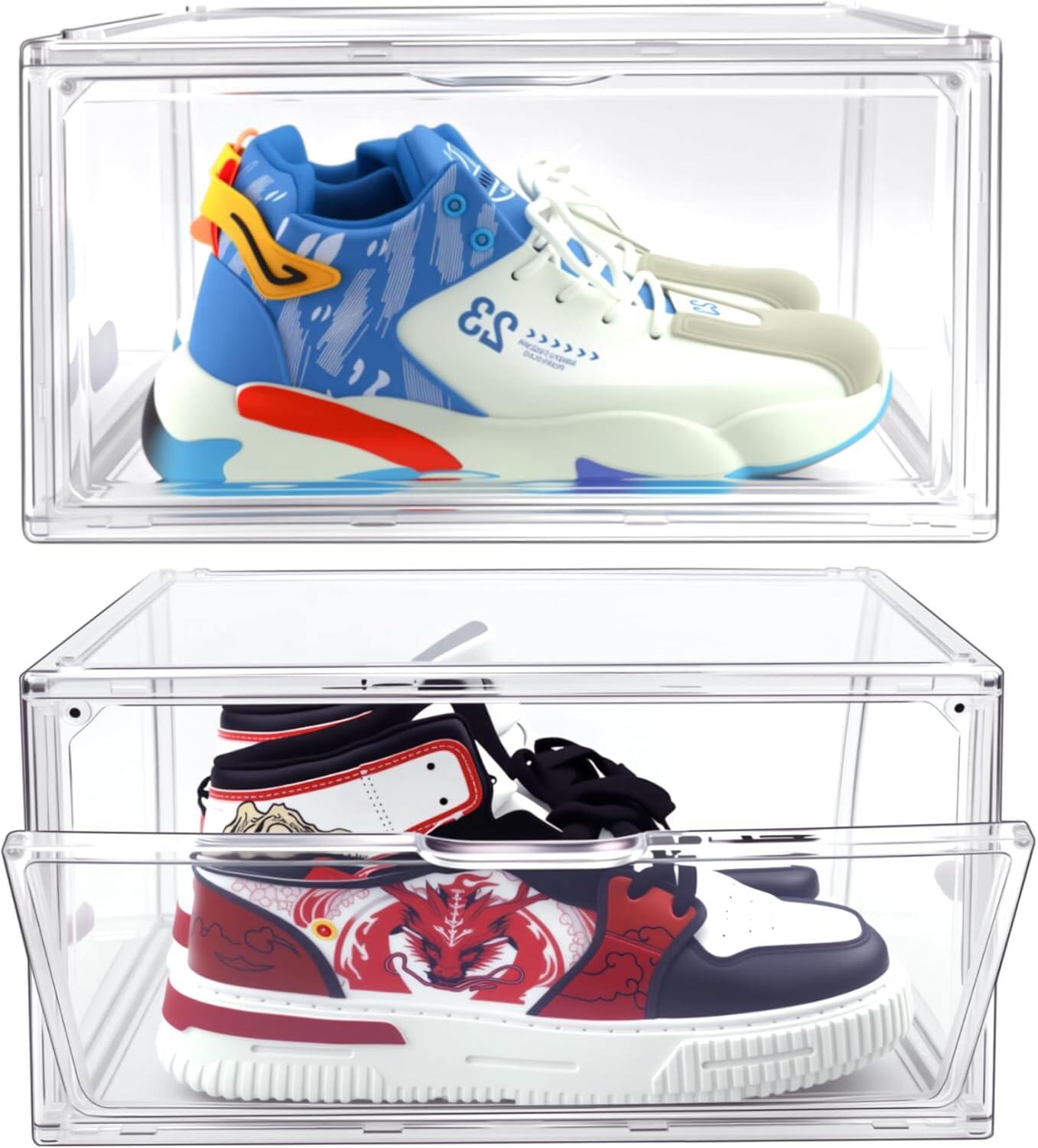Drop-Front Clear Shoe Storage Box Acrylic Box Shoe Organizer